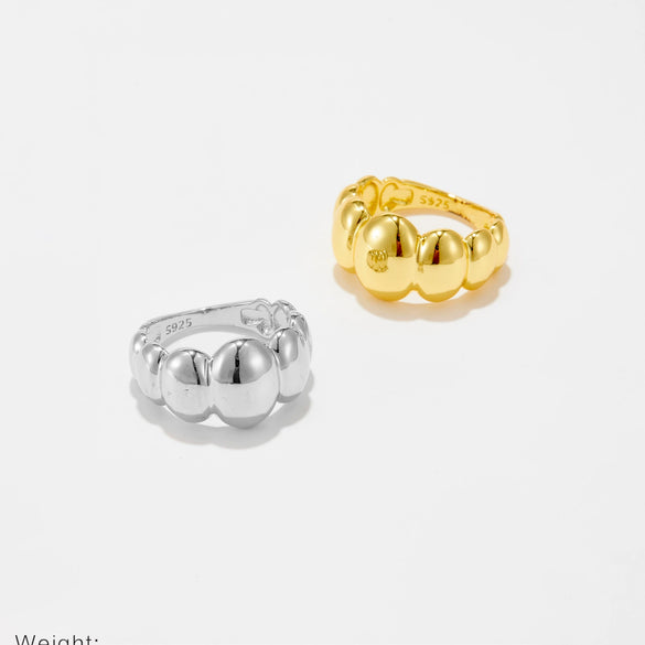 Convex Oval Copper Ring With Geometric Design Electroplated 18K Gold For Women Fashion Jewelry