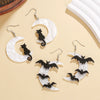 Cool Creative Halloween Moon Bat Acrylic Handmade Earrings