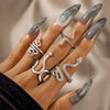Cool Punk Style Unisex Snake Pattern Ring Set Alloy Electroplated