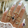 Cool Punk Style Unisex Snake Pattern Ring Set Alloy Electroplated