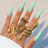 Cool Punk Style Unisex Snake Pattern Ring Set Alloy Electroplated