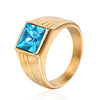Cool Style Square Black Agate Women's Ring In Titanium Steel With Goldplated And Oiling Treatment