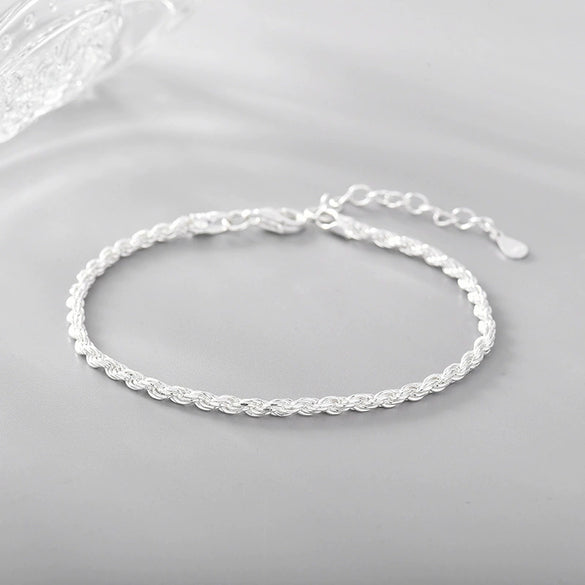 Cool Twist Women's S925 Sterling Silver Woven Hemp Rope Geometric U Shaped Electroplated Gold Bracelet