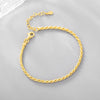 Cool Twist Women's S925 Sterling Silver Woven Hemp Rope Geometric U Shaped Electroplated Gold Bracelet