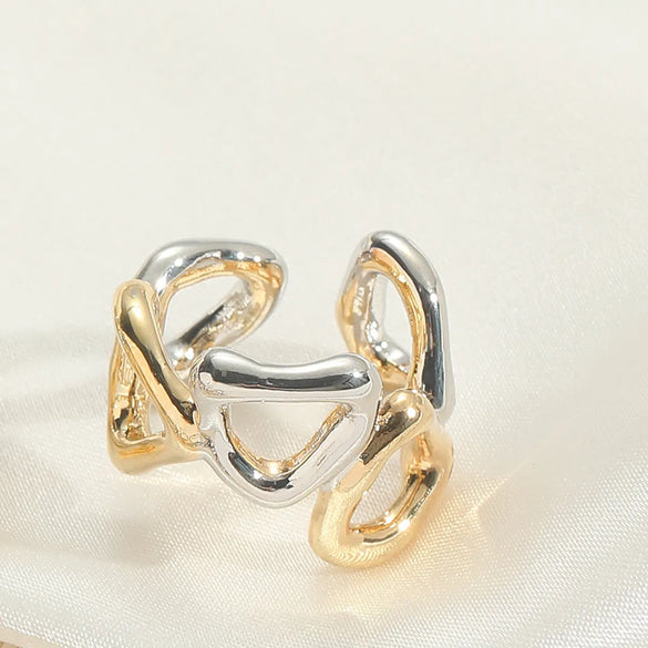 Copper 14K Gold Plated C Shape Ring Open Rings