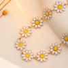 Copper 14K Gold Plated Cute Sweet Pastoral Flower Daisy Enamel Bracelets