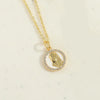 Copper 14K Gold Plated Inlay Heart Shape Zircon Pendant Necklace