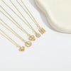 Copper 14K Gold Plated Inlay Heart Shape Zircon Pendant Necklace