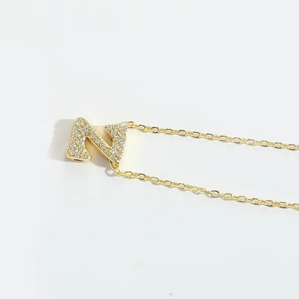 Copper 14K Gold Plated Vintage Style Simple Style Commute Inlay Letter Zircon Pendant Necklace