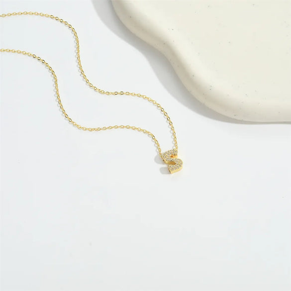 Copper 14K Gold Plated Vintage Style Simple Style Commute Inlay Letter Zircon Pendant Necklace