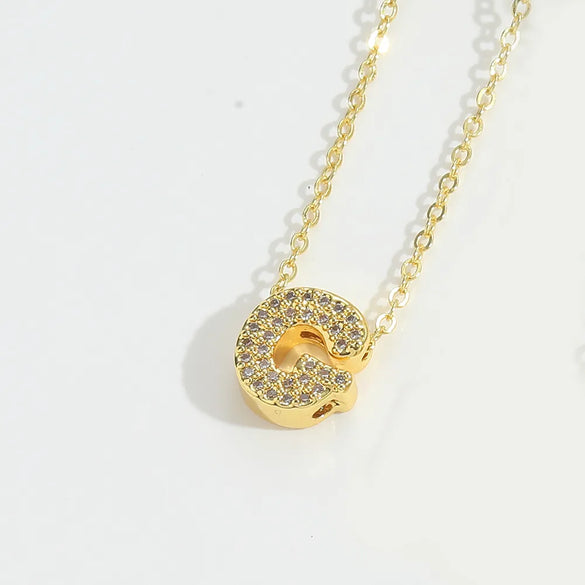 Copper 14K Gold Plated Vintage Style Simple Style Commute Inlay Letter Zircon Pendant Necklace
