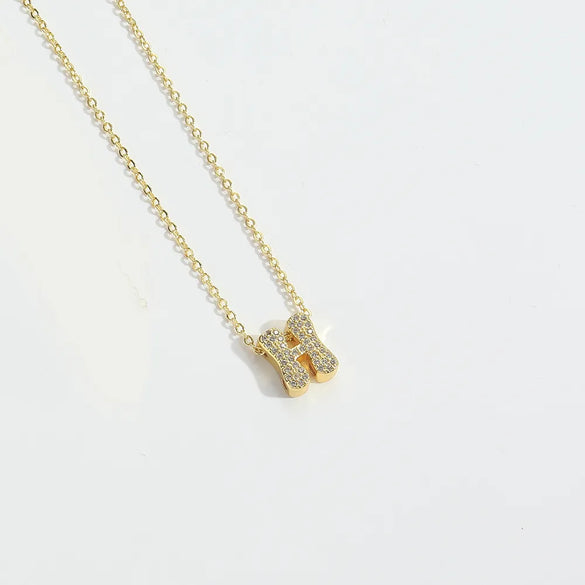 Copper 14K Gold Plated Vintage Style Simple Style Commute Inlay Letter Zircon Pendant Necklace