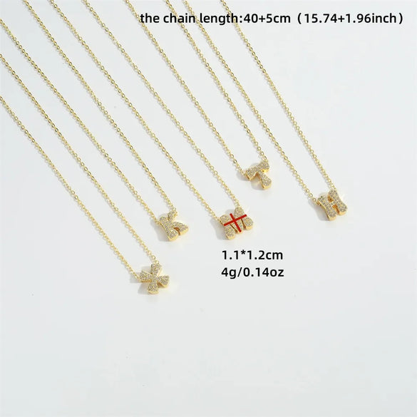 Copper 14K Gold Plated Vintage Style Simple Style Commute Inlay Letter Zircon Pendant Necklace