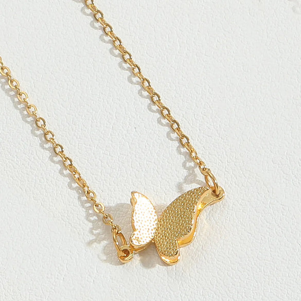 Copper 14K Gold Plated Vintage Style Simple Style Plating Inlay Butterfly Zircon Pendant Necklace