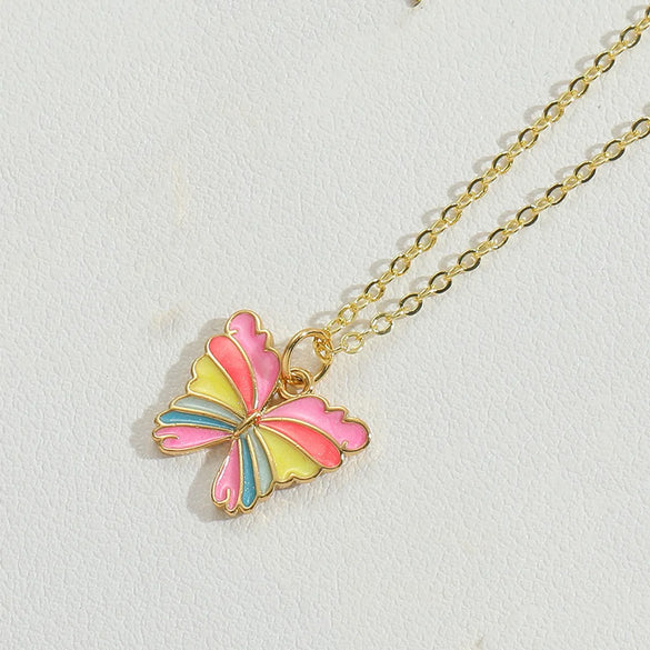 Copper 14K Gold Plated Vintage Style Simple Style Plating Inlay Butterfly Zircon Pendant Necklace