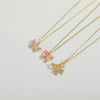 Copper 14K Gold Plated Vintage Style Simple Style Plating Inlay Butterfly Zircon Pendant Necklace