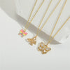 Copper 14K Gold Plated Vintage Style Simple Style Plating Inlay Butterfly Zircon Pendant Necklace