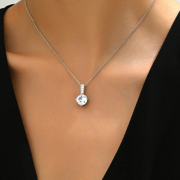 Copper 18K Gold Plated Basic Simple Style Inlay Geometric Simple Zircon Pendant Necklace