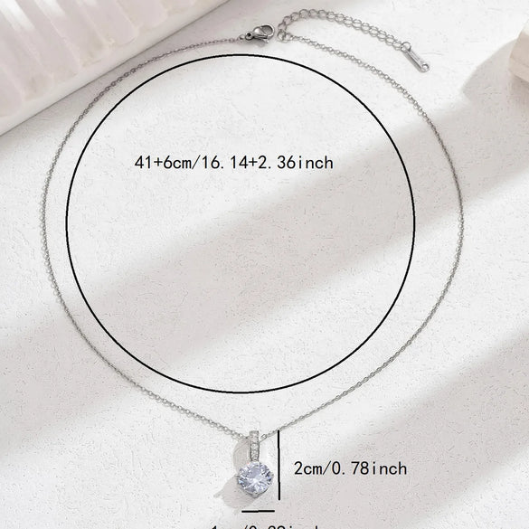 Copper 18K Gold Plated Basic Simple Style Inlay Geometric Simple Zircon Pendant Necklace