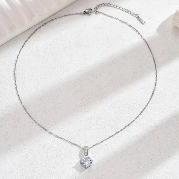 Copper 18K Gold Plated Basic Simple Style Inlay Geometric Simple Zircon Pendant Necklace