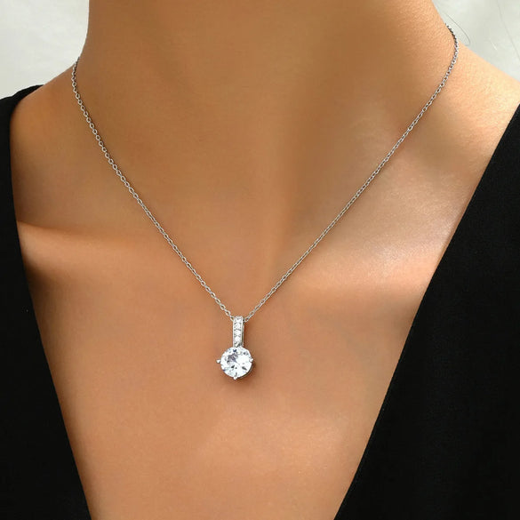 Copper 18K Gold Plated Basic Simple Style Inlay Geometric Simple Zircon Pendant Necklace