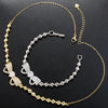 Copper 18K Gold Plated Casual Simple Style Shiny Inlay Bow Knot Zircon Bracelets Necklace
