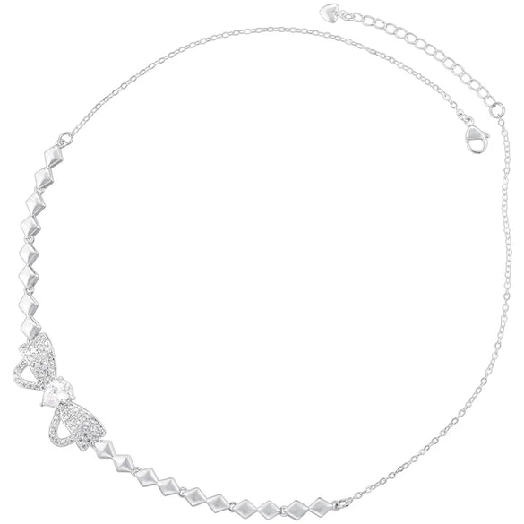 Copper 18K Gold Plated Casual Simple Style Shiny Inlay Bow Knot Zircon Bracelets Necklace