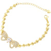 Copper 18K Gold Plated Casual Simple Style Shiny Inlay Bow Knot Zircon Bracelets Necklace