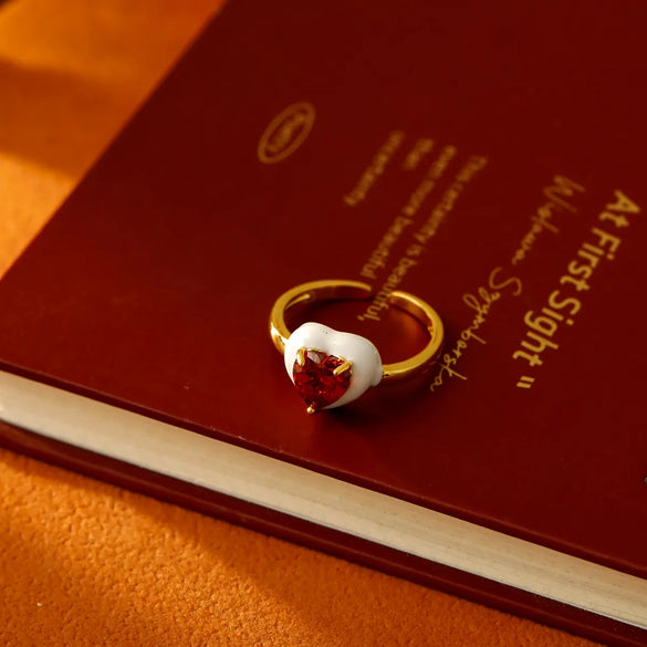 Copper 18K Gold Plated Chain Lips Heart Shape Copper Open Rings