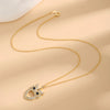 Copper 18K Gold Plated Hollow Out Inlay Owl Zircon Pendant Necklace