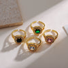 Copper 18K Gold Plated IG Style Simple Style Inlay Square Zircon Open Rings