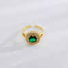 Copper 18K Gold Plated IG Style Simple Style Inlay Square Zircon Open Rings