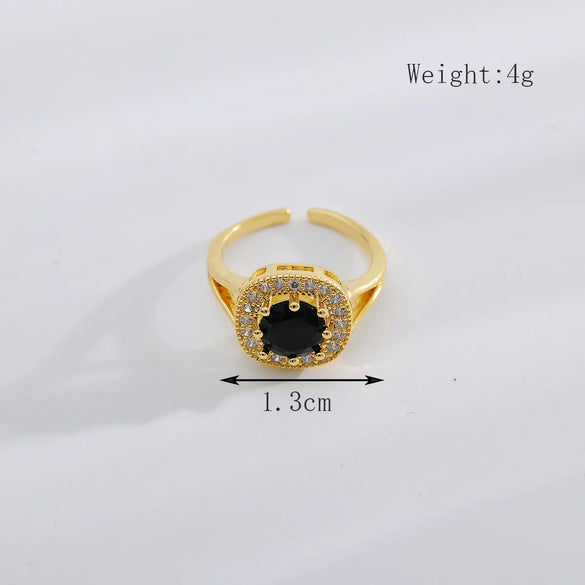 Copper 18K Gold Plated IG Style Simple Style Inlay Square Zircon Open Rings