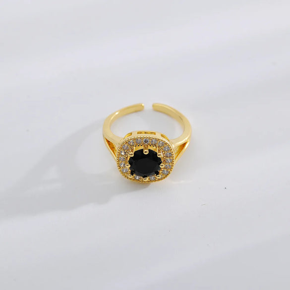 Copper 18K Gold Plated IG Style Simple Style Inlay Square Zircon Open Rings