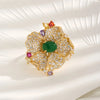 Copper 18K Gold Plated Inlay Flower Zircon Open Rings