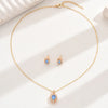Copper 18K Gold Plated Inlay Geometric Zircon Earrings Necklace Jewelry Set