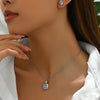 Copper 18K Gold Plated Inlay Geometric Zircon Earrings Necklace Jewelry Set