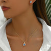 Copper 18K Gold Plated Inlay Geometric Zircon Earrings Necklace Jewelry Set