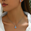 Copper 18K Gold Plated Inlay Geometric Zircon Earrings Necklace Jewelry Set