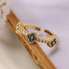 Copper 18K Gold Plated Inlay Geometric Zircon Open Rings