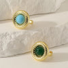Copper 18K Gold Plated Inlay Round Gem Zircon Open Rings