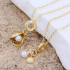 Copper 18K Gold Plated Inlay Starfish Shell Artificial Pearls Zircon Pendant Necklace