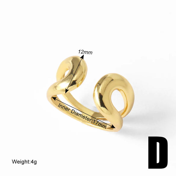 Copper 18K Gold Plated Irregular Open Rings