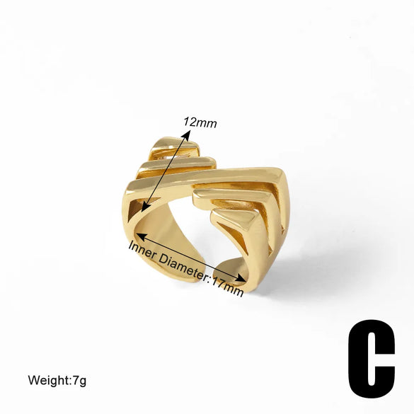 Copper 18K Gold Plated Irregular Open Rings