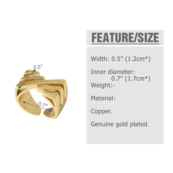 Copper 18K Gold Plated Irregular Open Rings