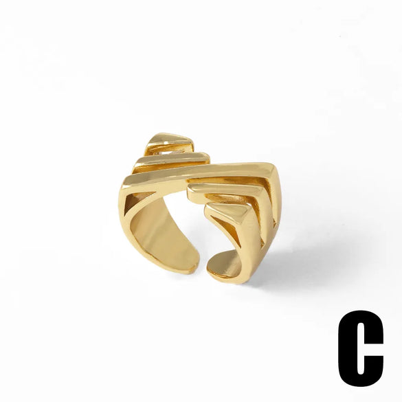 Copper 18K Gold Plated Irregular Open Rings