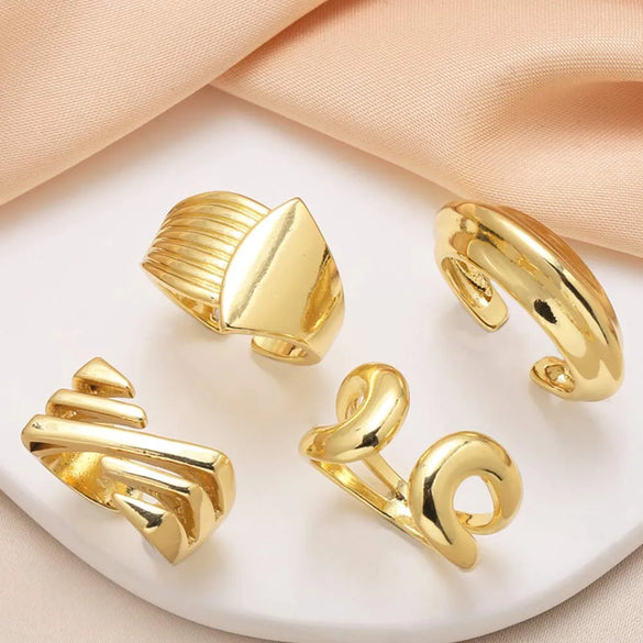 Copper 18K Gold Plated Irregular Open Rings