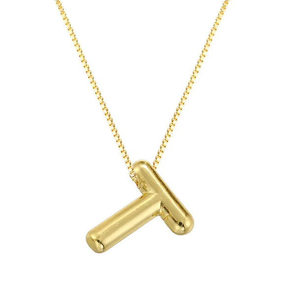 Copper 18K Gold Plated Letter Pendant Necklace