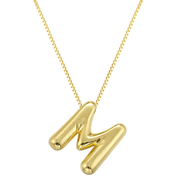 Copper 18K Gold Plated Letter Pendant Necklace