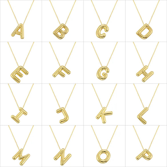 Copper 18K Gold Plated Letter Pendant Necklace